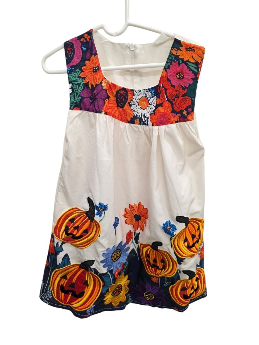 Mini Taylor Girls Boutique Fall Pumpkin Halloween Floral Dress 5-6Y Embroidered